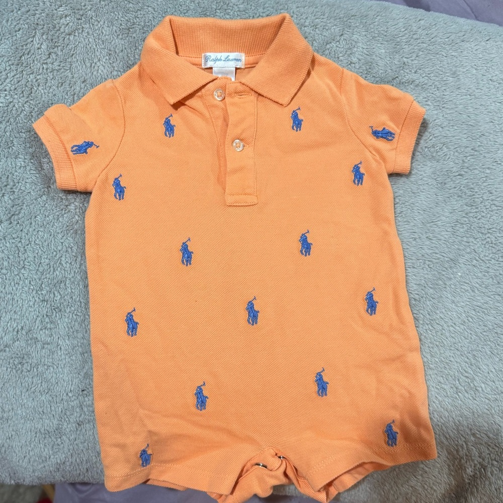 Polo by Ralph Lauren Kids Orange Polo Romper